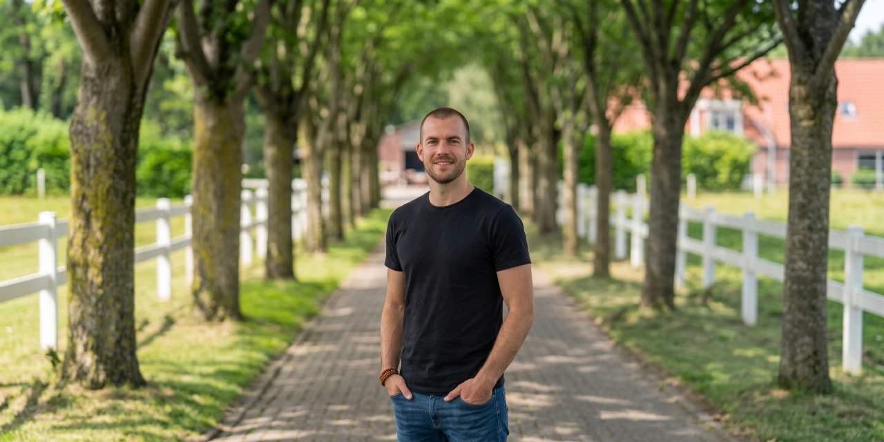 Remco vertelt zijn herstelverhaal op de oprijlaan van de afkickkliniek van Connection SGGZ in Meerlo.